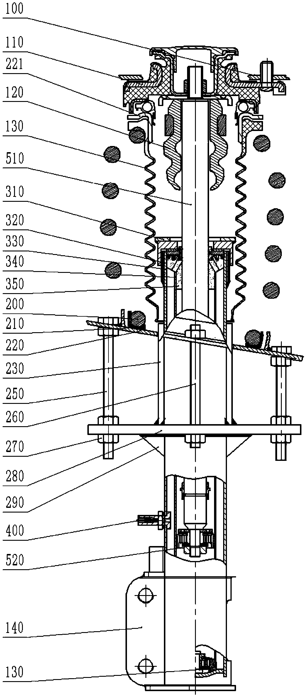 Anti-lateral force adjustment suspension strut assembly