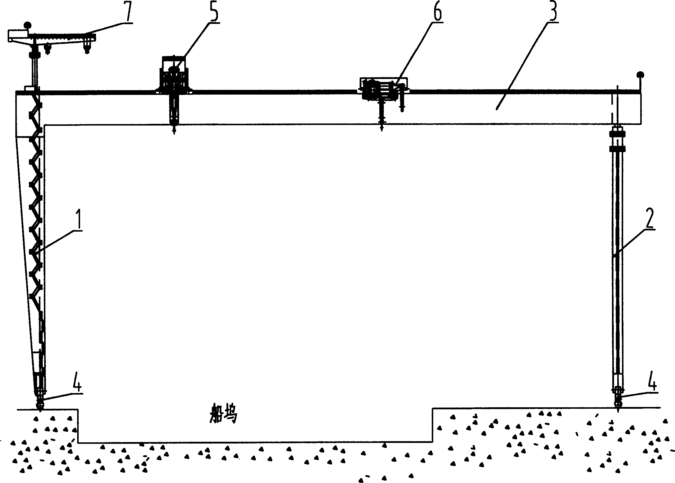 Method and apparatus for assembly of portal crane in shipbuilding