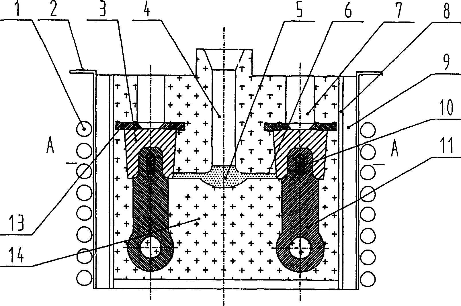 Double metal combining method in sand mould