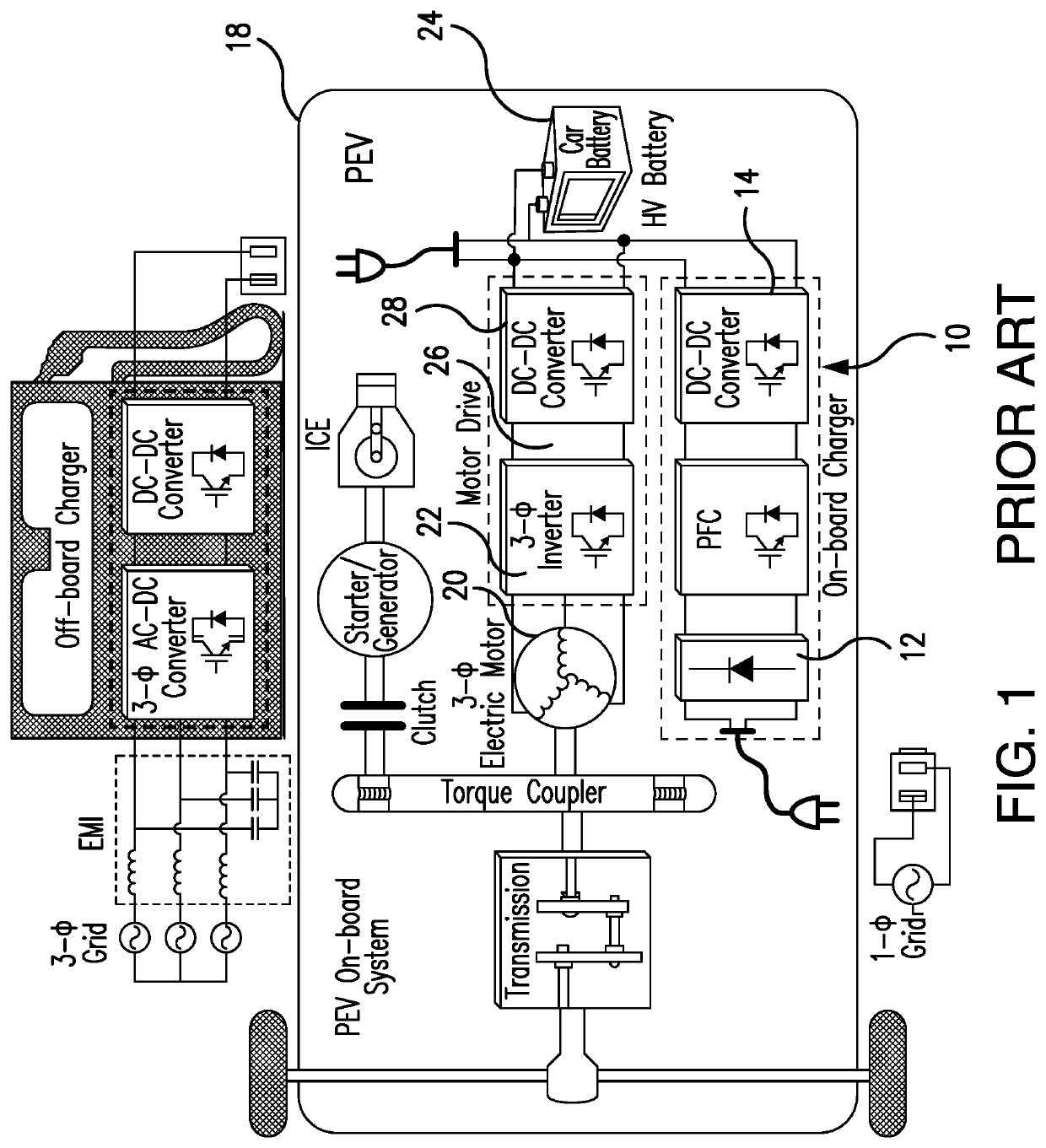 Integrated onboard chargers for plug-in electric vehicles