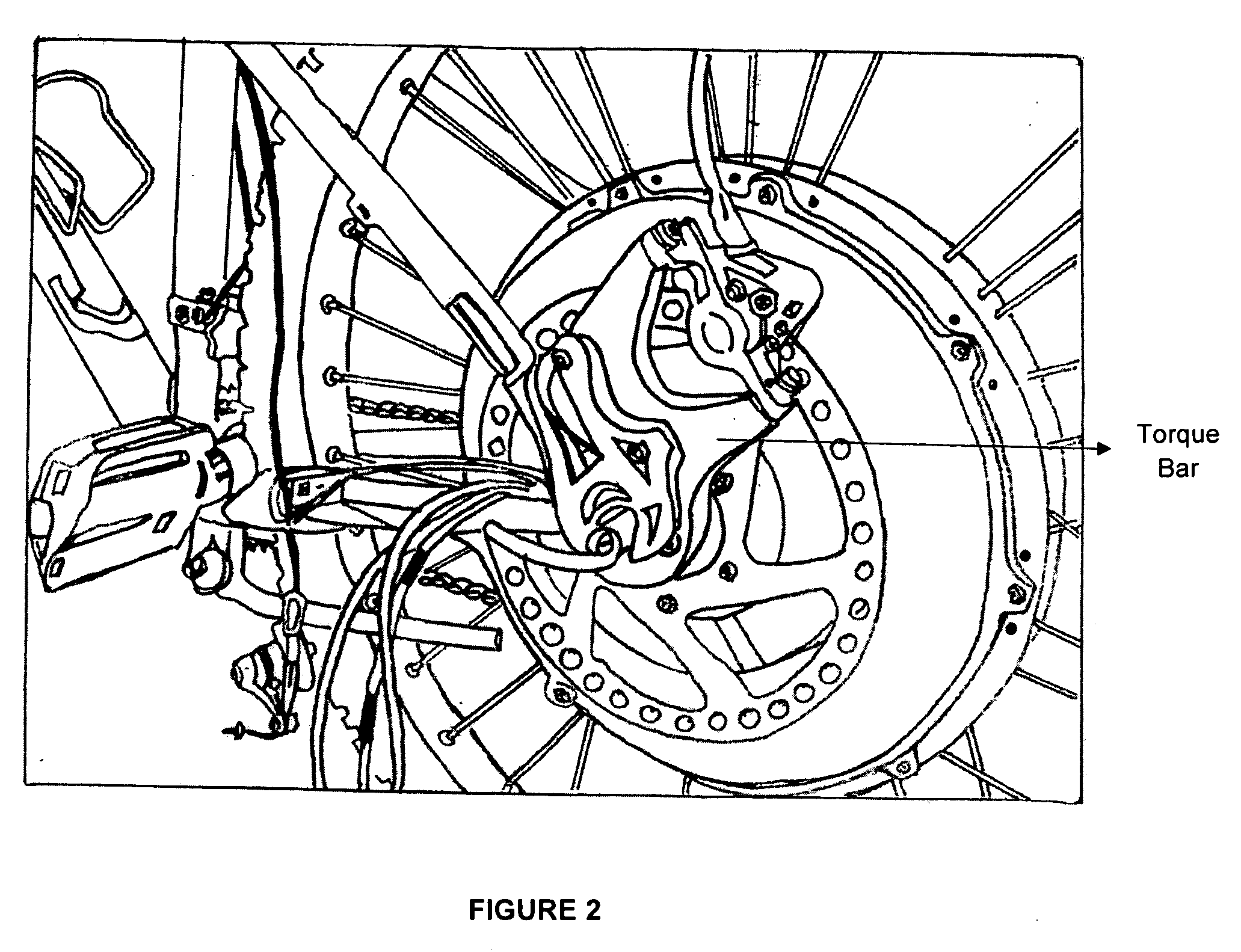 Torque bar with integrated disc brake caliper mounting