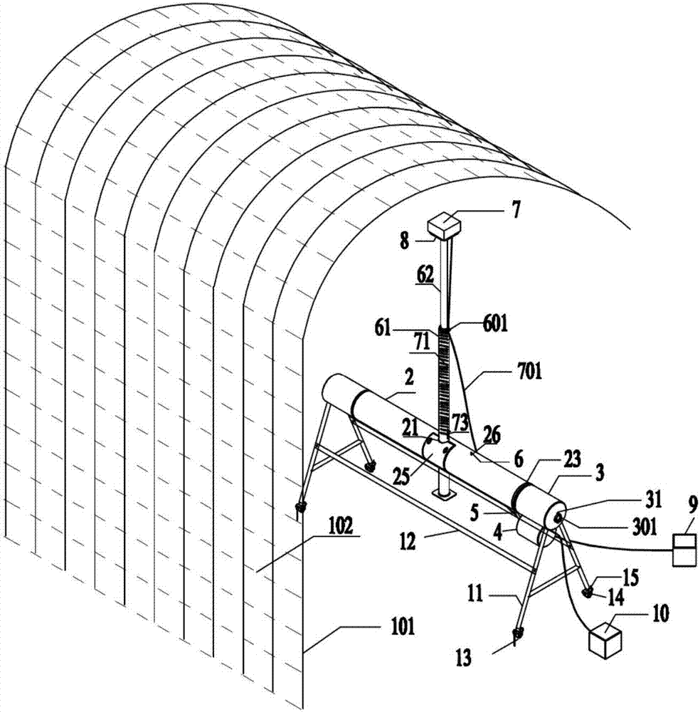 Prospecting device with automatic telescoping mechanism