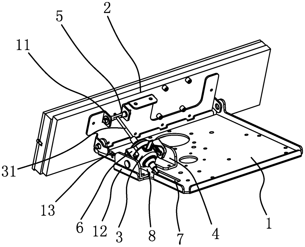 An elevation angle adjustment structure of a vehicle antenna