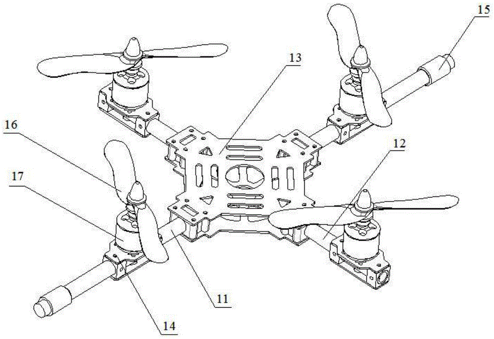 Land-air four-rotor-wing unmanned aerial vehicle capable of rolling on ground