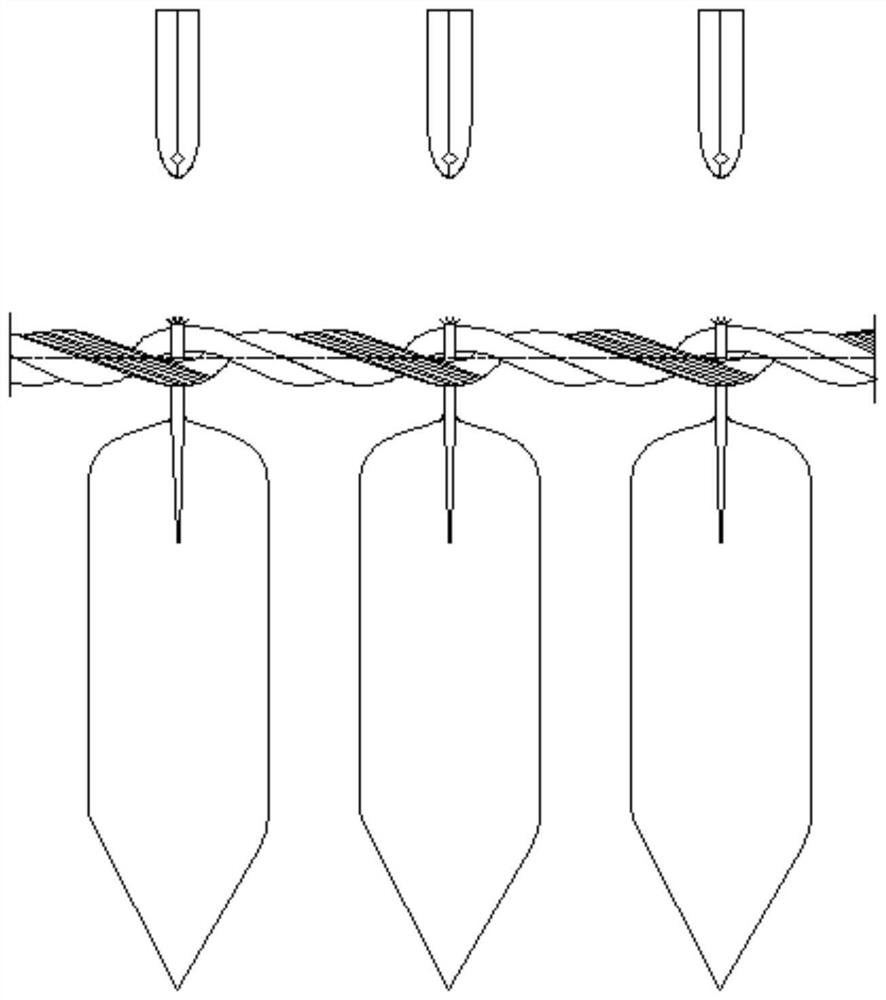 Device and method for vertically clamping seedlings of kelp in rows