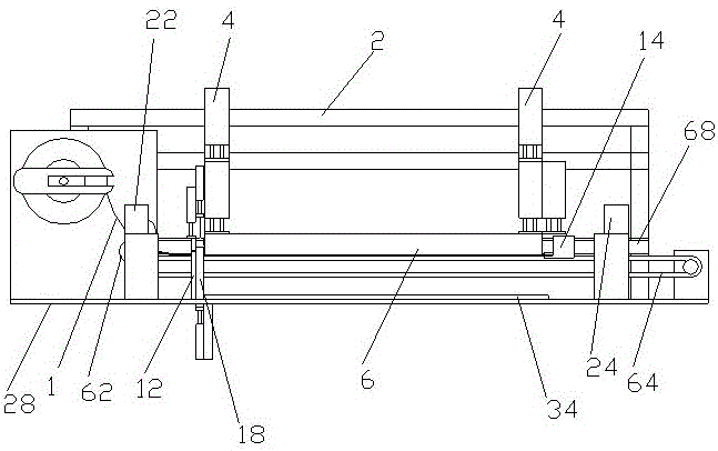 A device for pasting double-sided adhesive tape on cloth curtains