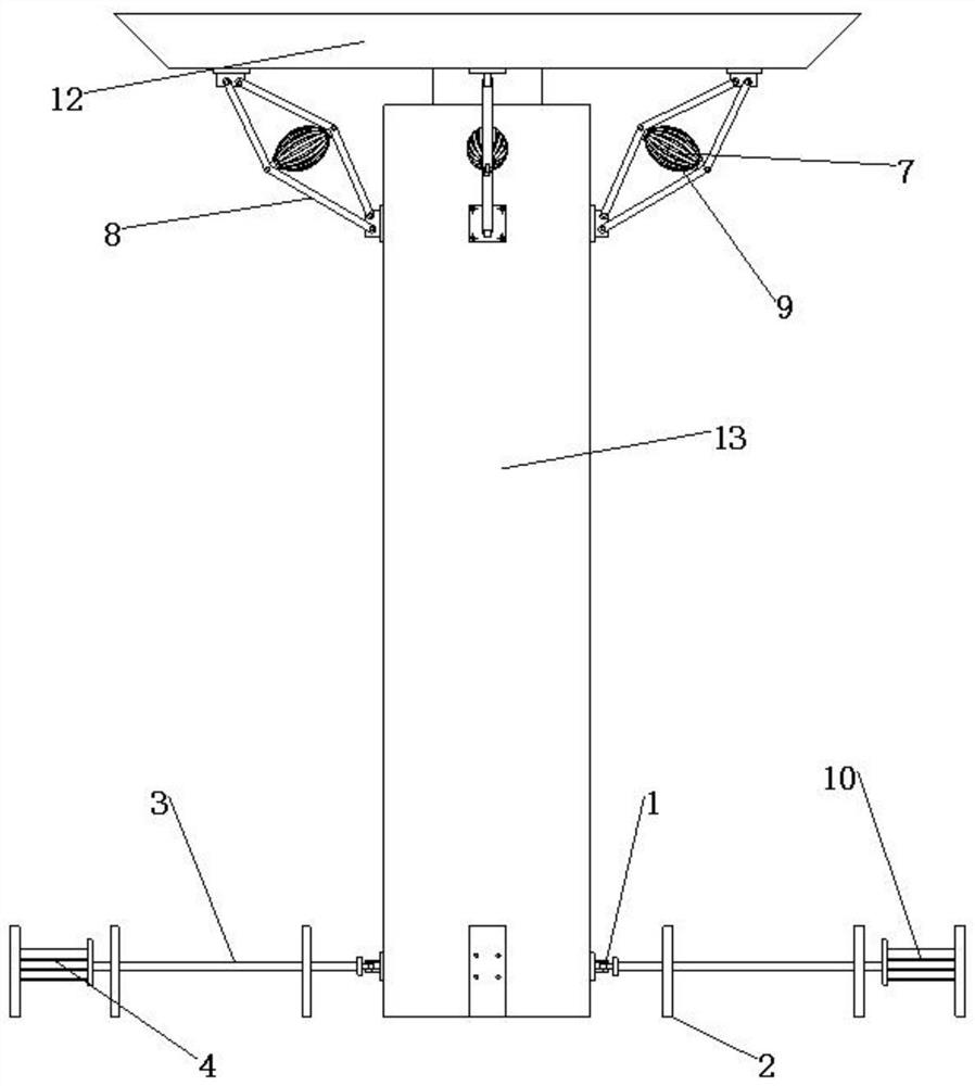 Displacement-amplified multi-dimensional energy-dissipating device to prevent plastic hinges at the end of bridge piers