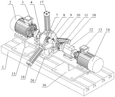 Test bench for peaking shaft type multi-specification rolling bearing clamped by electric cylinders