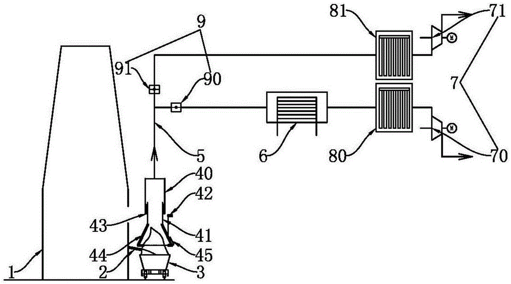 Itinerant recovery system and method for sensible heat of discharged liquid calcium carbide