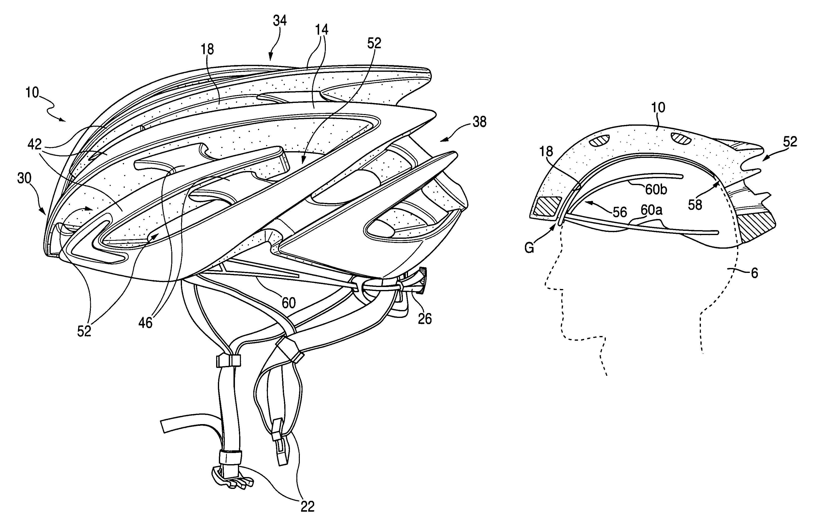 Protective bicycle helmet with internal ventilation system