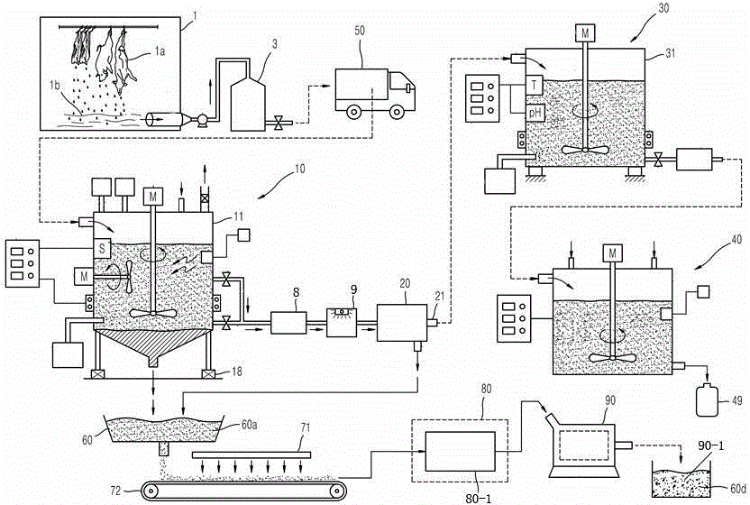 Method and system for producing natural amino acid, fertilizer and feed by using slaughtering blood