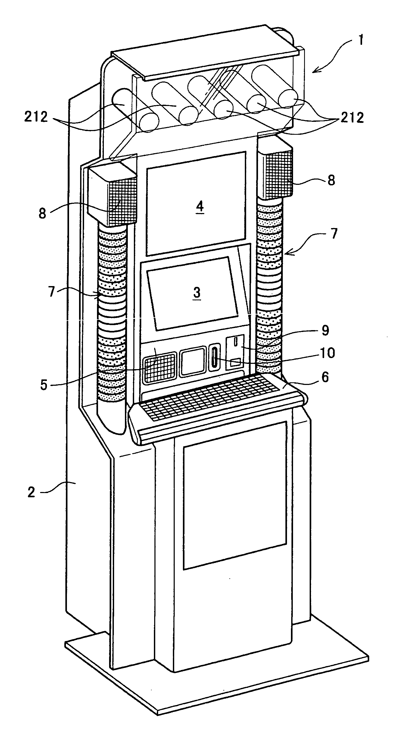 Cylindrical illumination device and game machine using the same