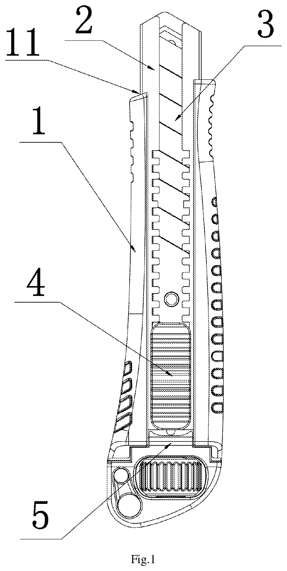 Utility knife with a locknut