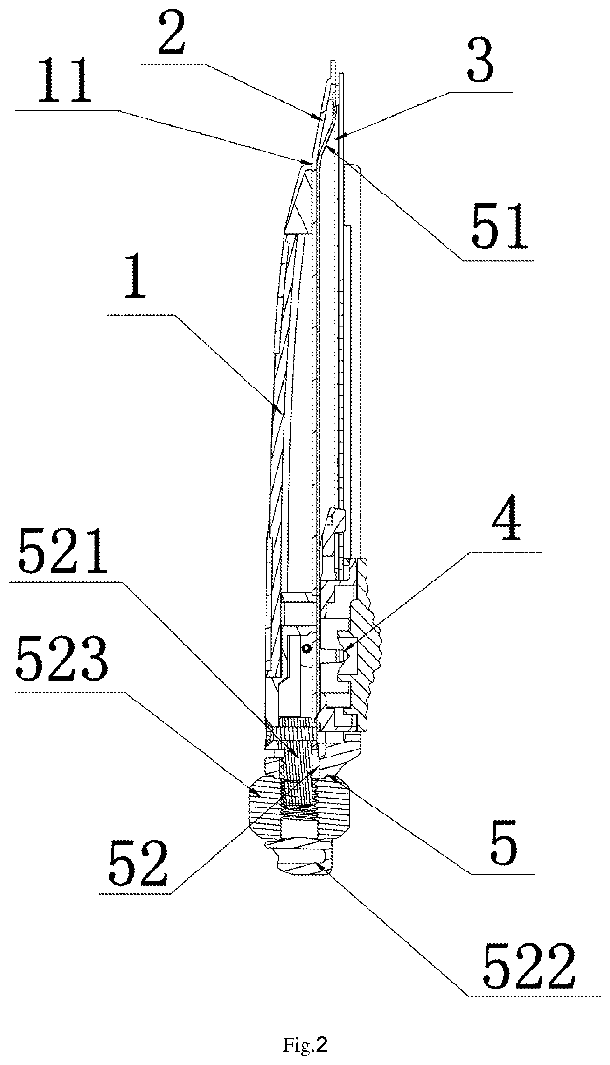 Utility knife with a locknut