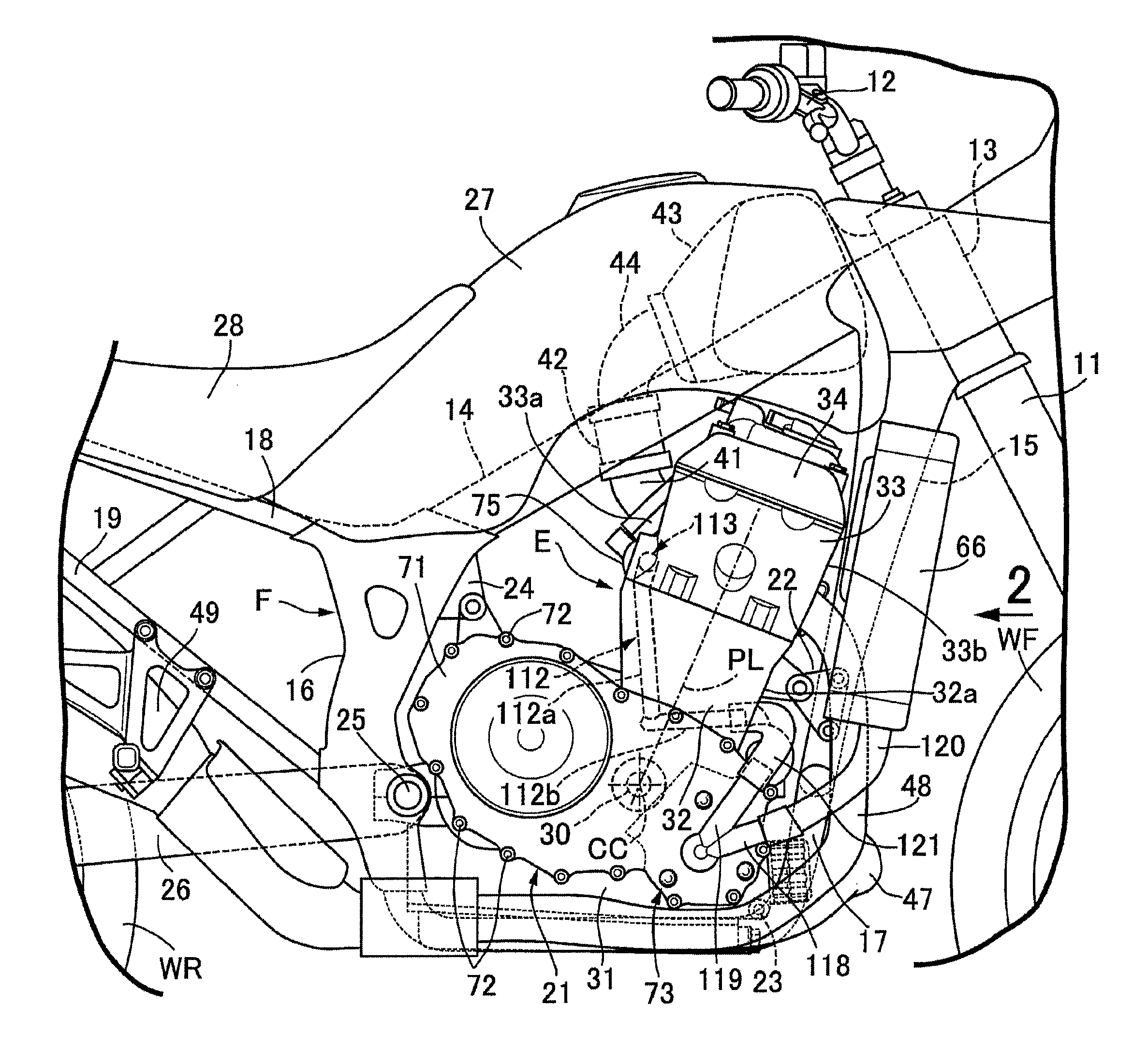 Water cooled internal combustion engine for vehicle