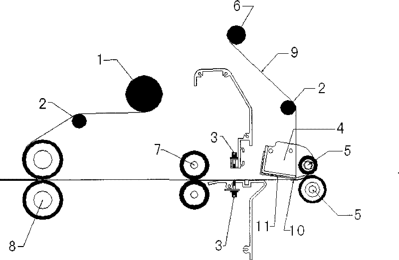 Squeeze-film material separating and expelling method of plastic packaging machine and its device