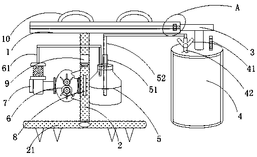 Portable, fixed-time and multi-point ammonia volatilization sampling device for wetting and drying alternative rice field