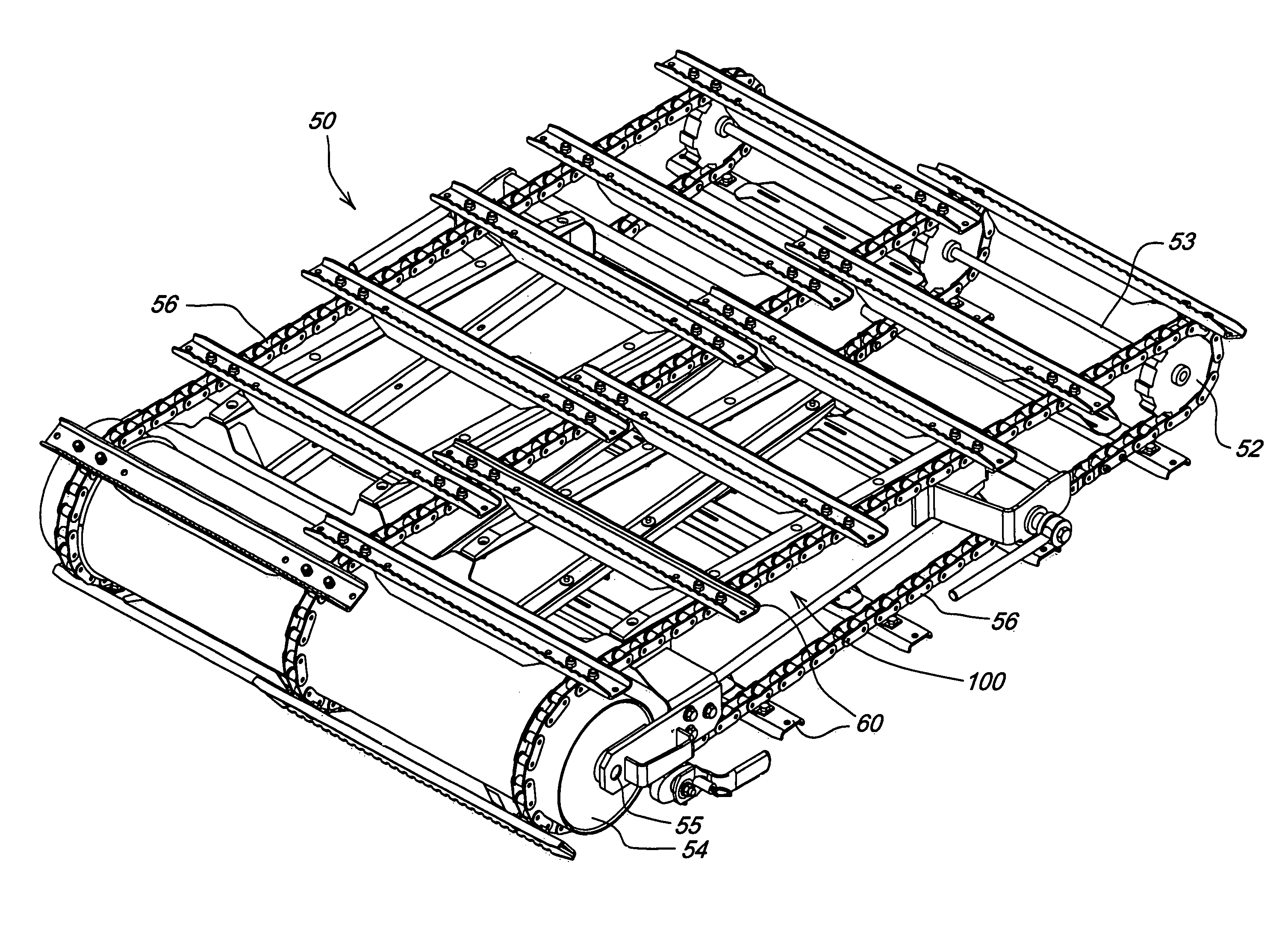 Conveyor chain support for feeder house