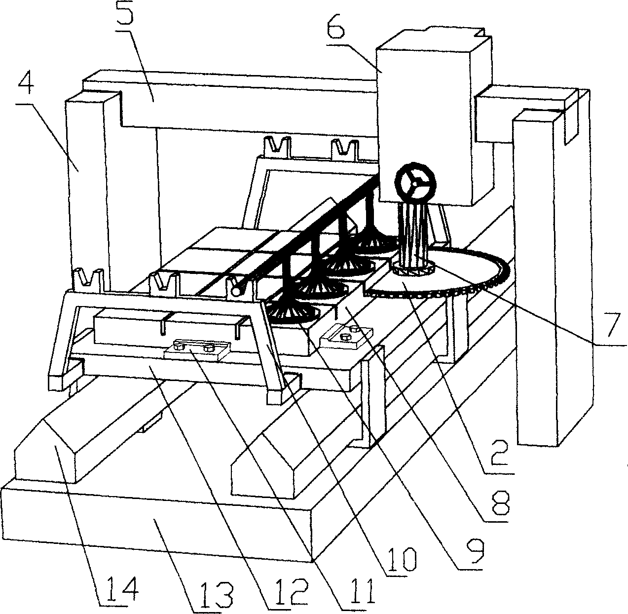 Method for cutting ultrathin dimension stone in large specification by using small circular saw blade, and dedicated leveling splitting machine