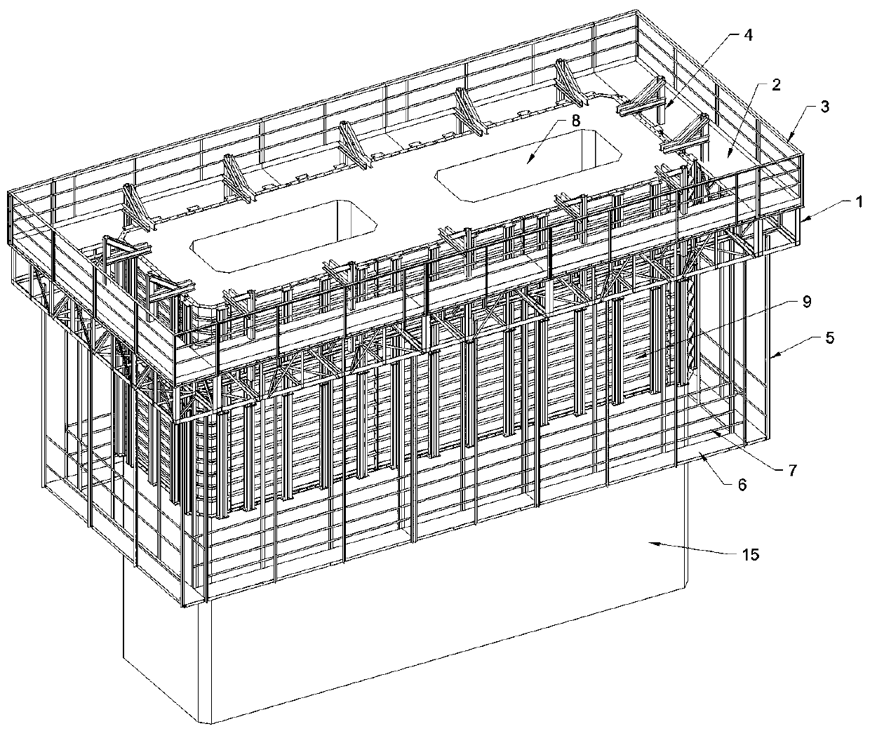 Cable bent tower operating platform formwork separating and lifting system