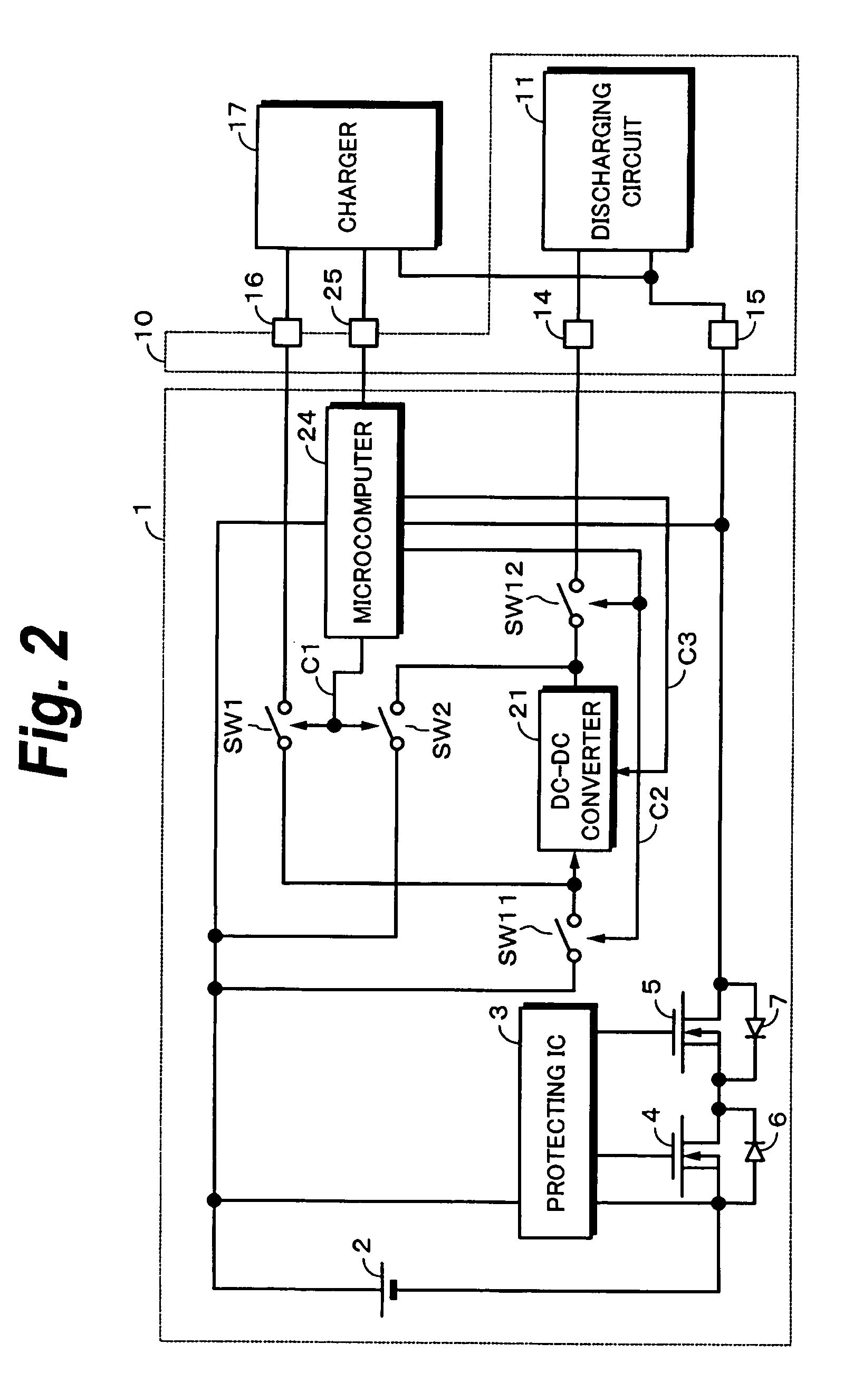 Battery packs having a charging mode and a discharging mode