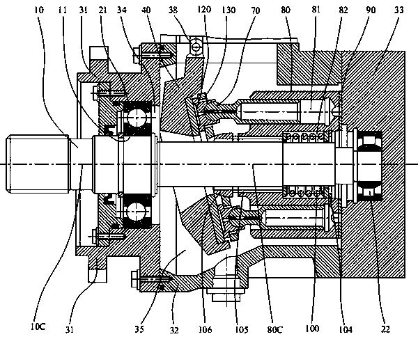 Flow distribution sliding disc pair and plunger pump or motor comprising structure