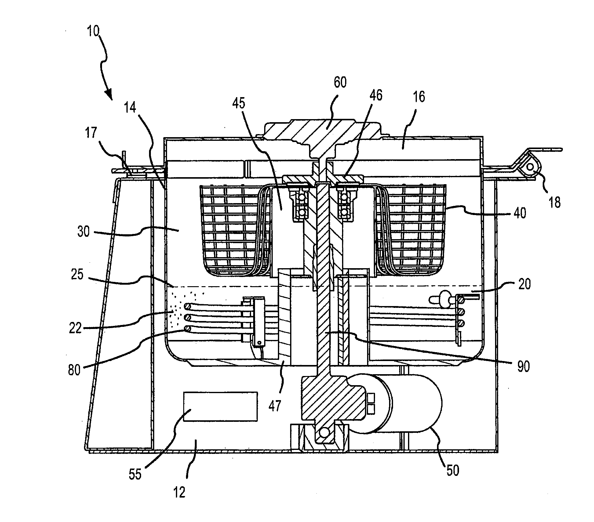 Fryer device with oil removal and conveyor system