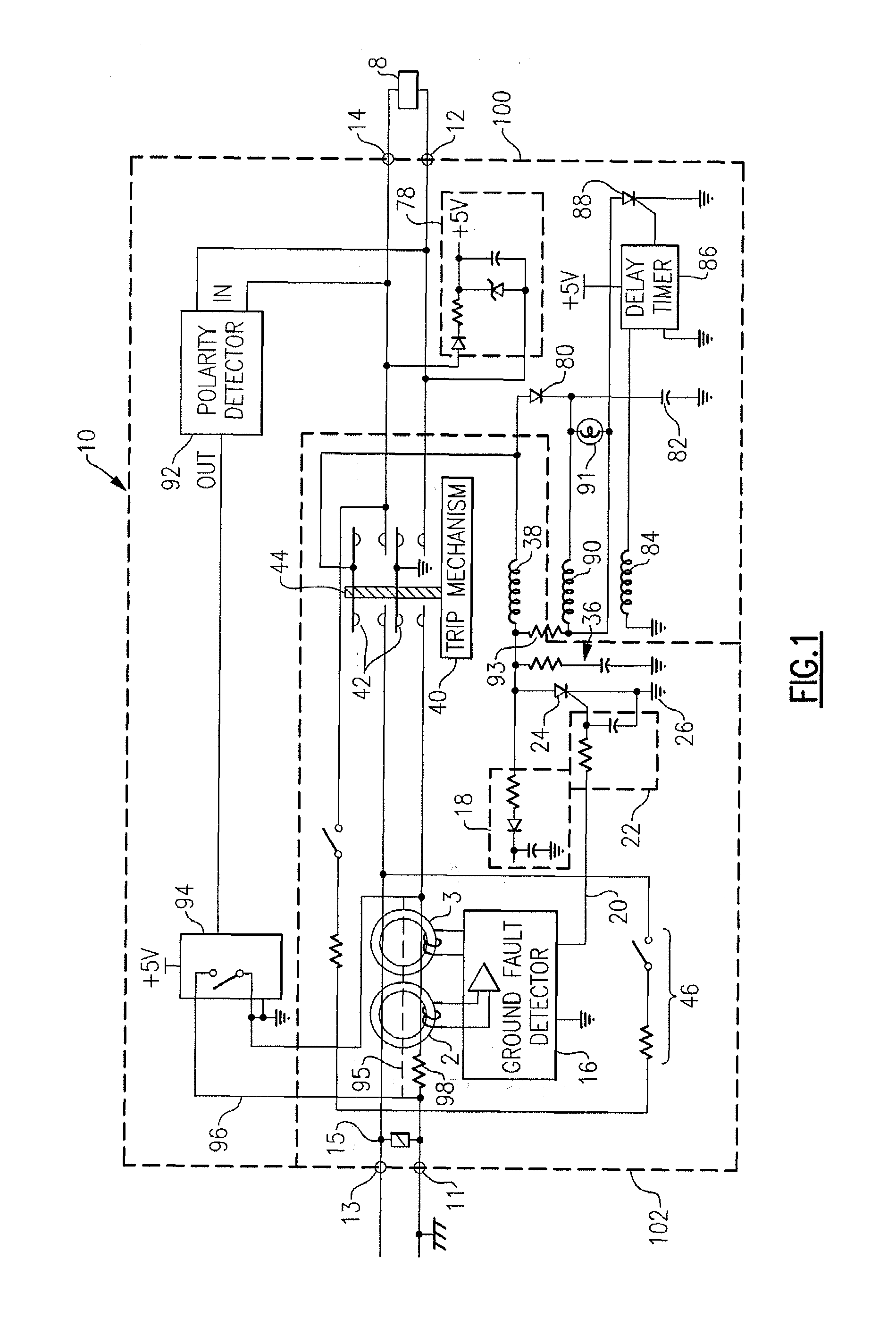 Circuit protection device with grounded neutral half cycle self test