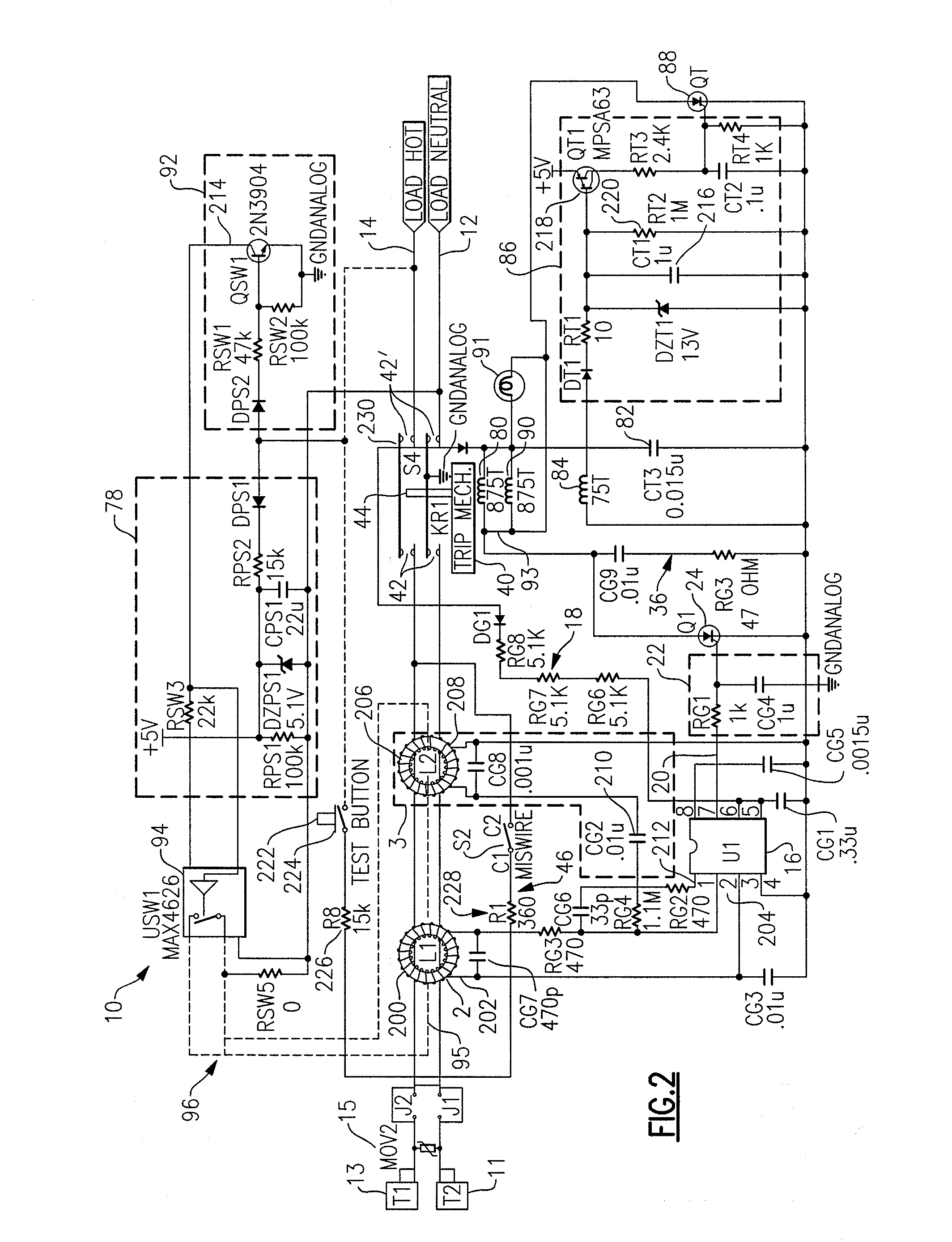 Circuit protection device with grounded neutral half cycle self test