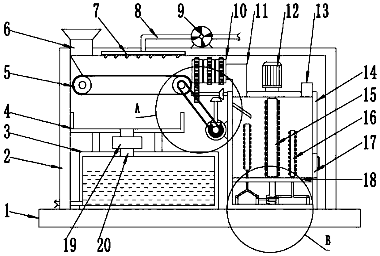 A water-saving potato multi-stage cleaning device