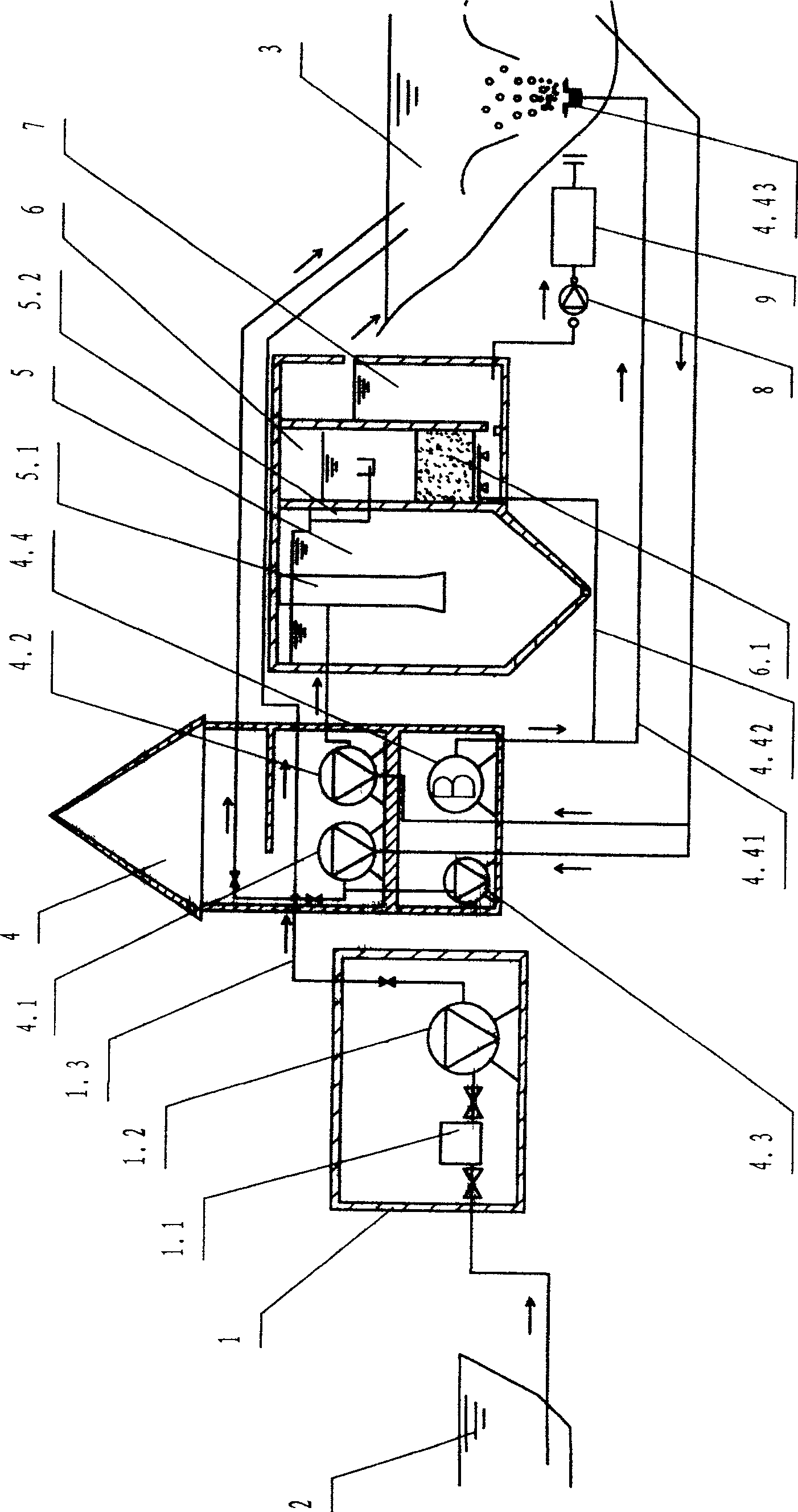 Water quality purification method in source-free water area and facilities