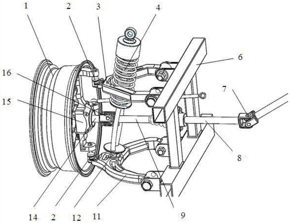 Integrated unequal-length double-wishbone suspension wheel drive system to reduce unsprung mass