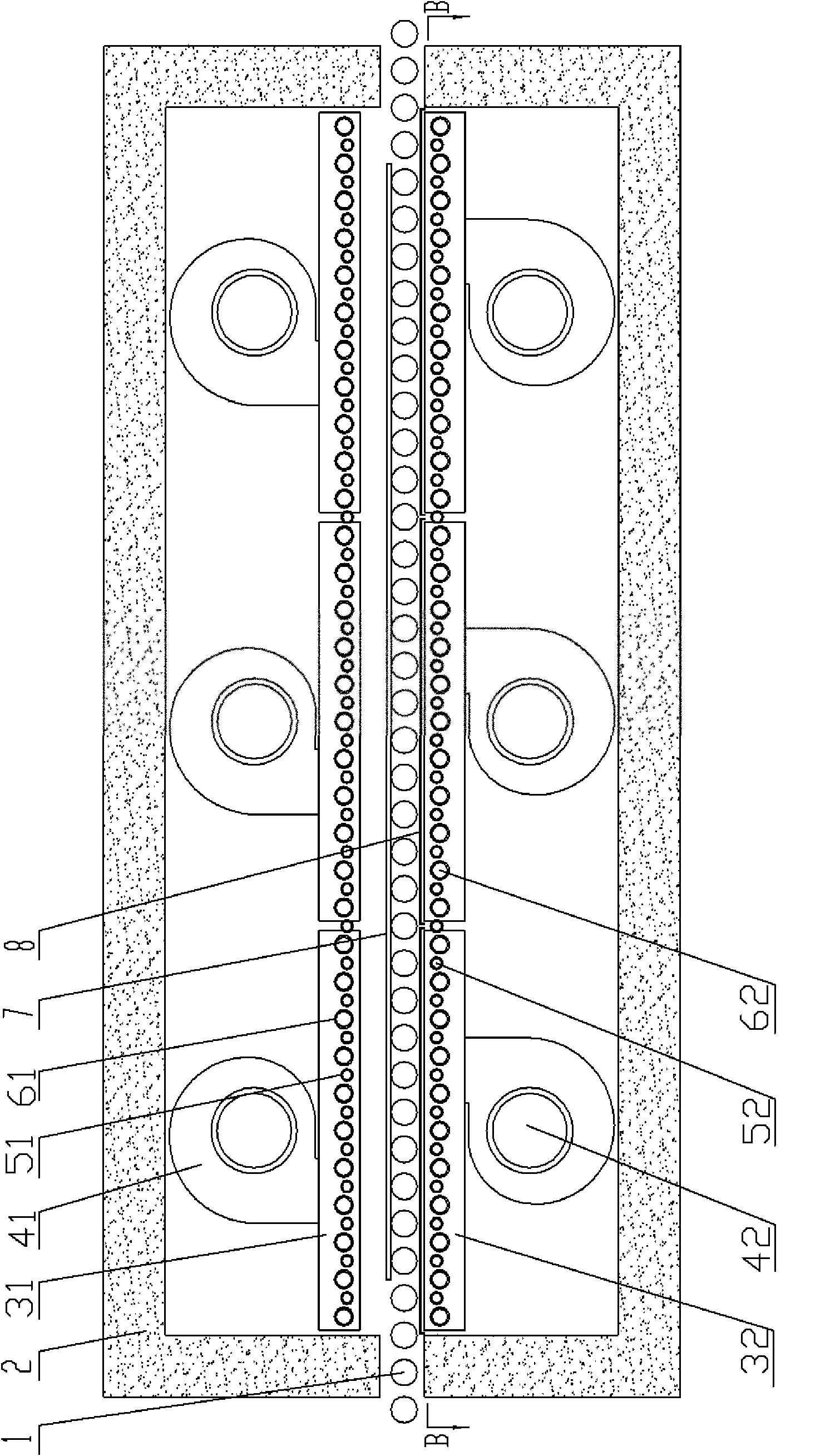 Heating method of heating furnace for glass tempering