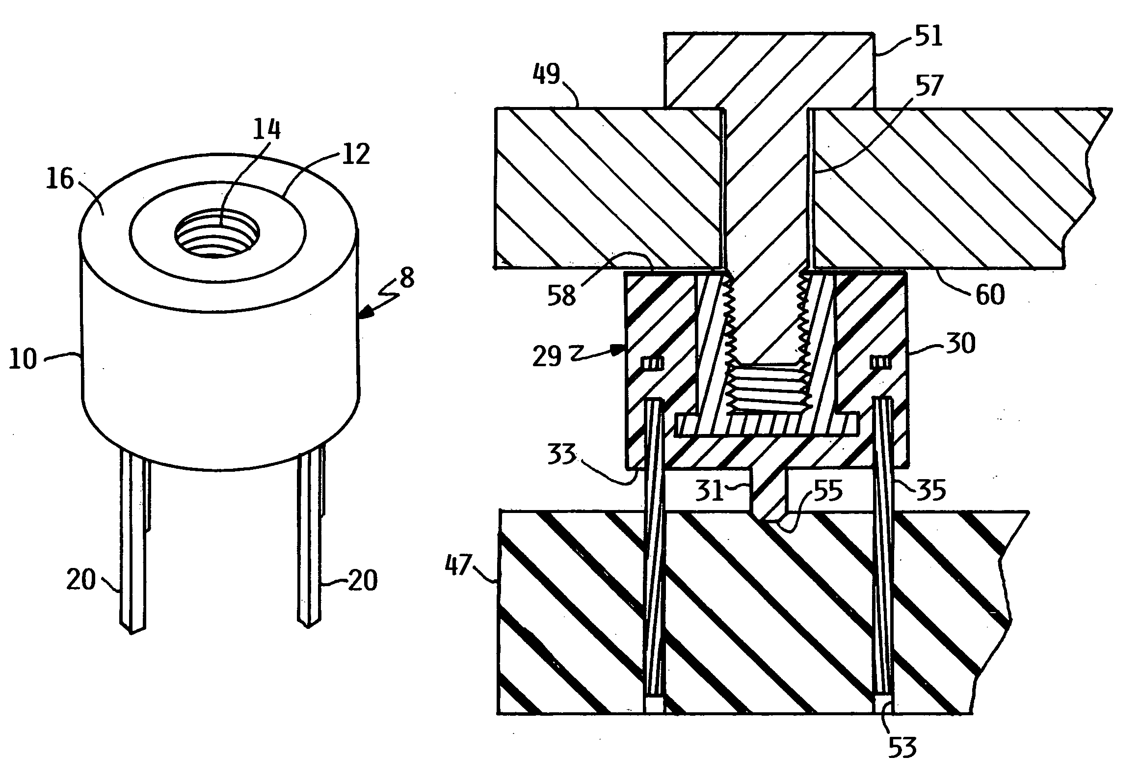 Pin mounted circuit board retainer