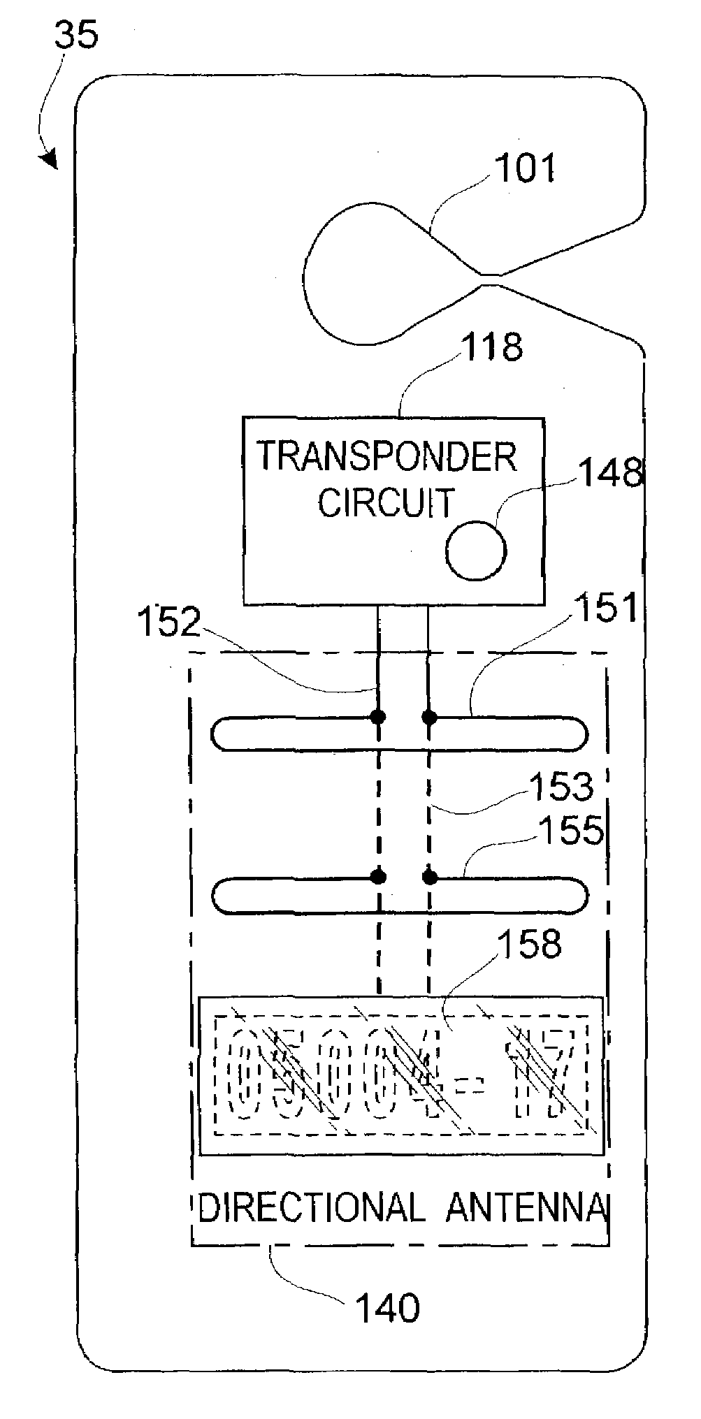 Auto hang tag with radio transponder