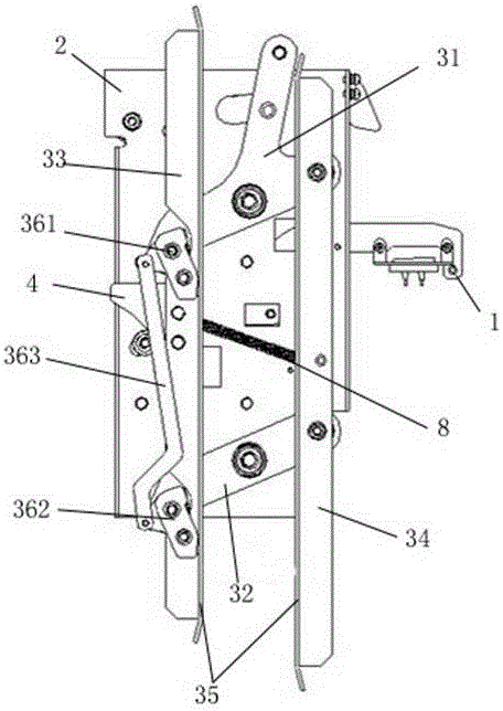 An elevator synchronous door knife car door lock device