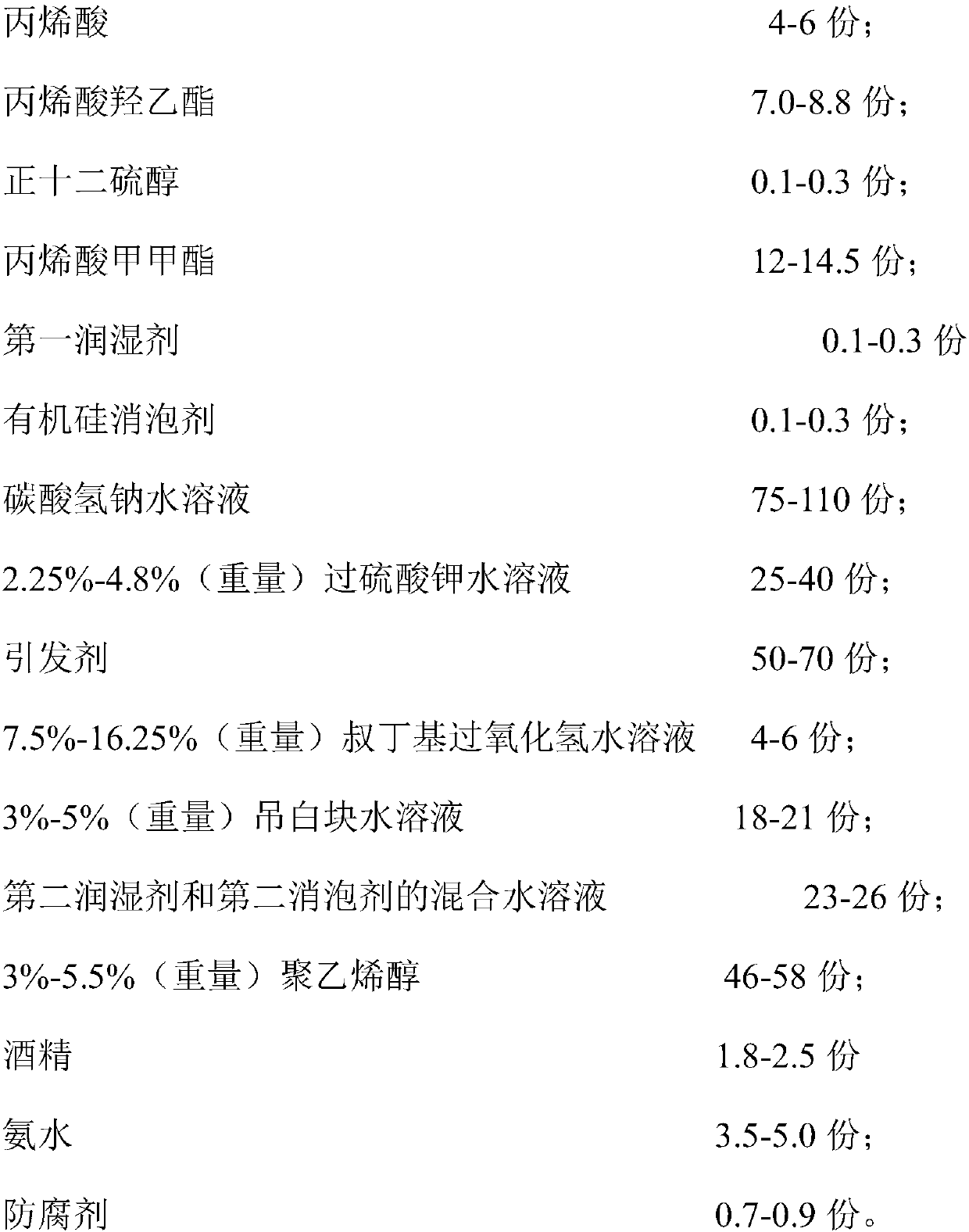 Adhesive for white and transparent OPP (Oriented Polypropylene) adhesive tape and processing technology thereof