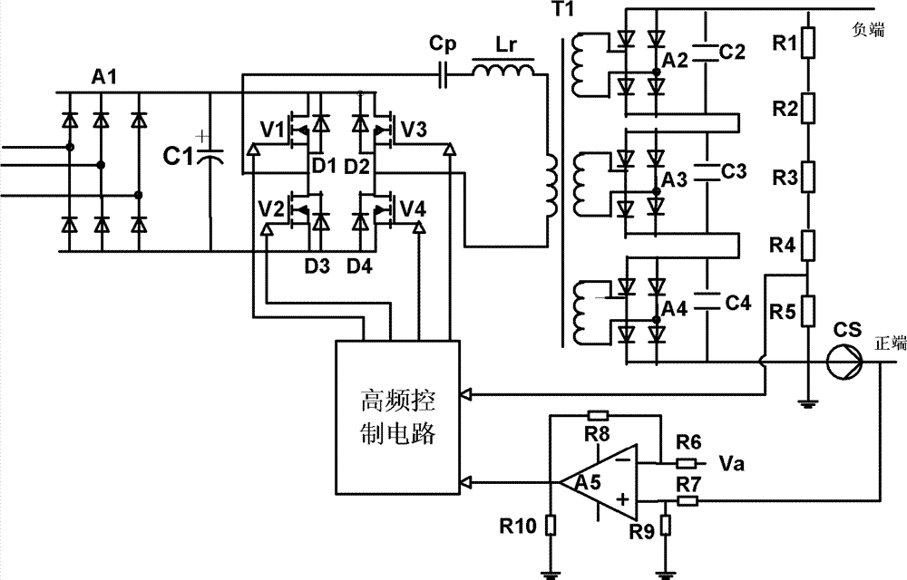 Test power source for large-power microwave device