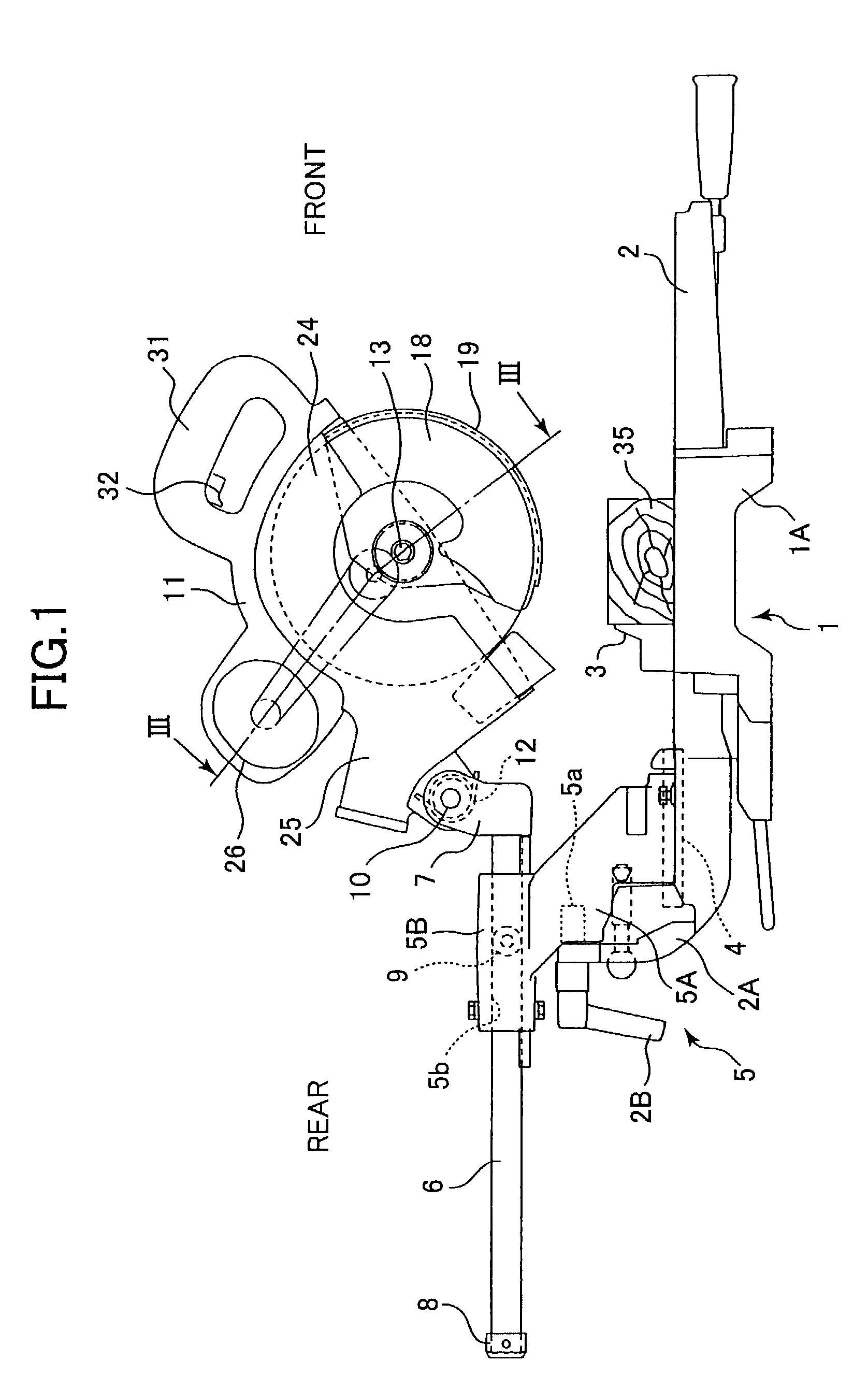 Miter saw with laterally tiltable circular saw blade