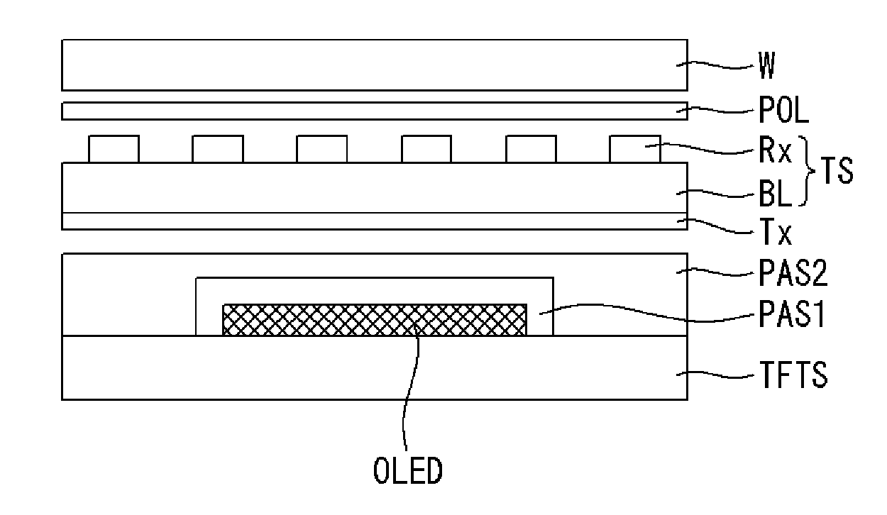 OLED display device having touch sensor and method of manufacturing the same