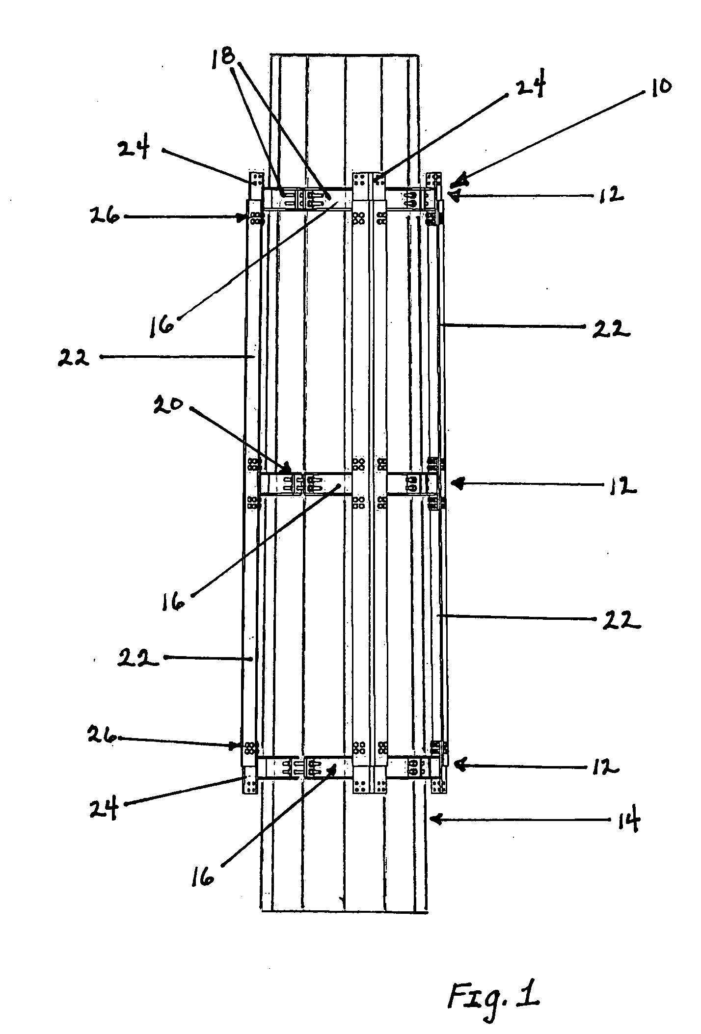 Structural reinforcement member and method of utilizing the same to reinforce a longitudinal section of an antenna support tower