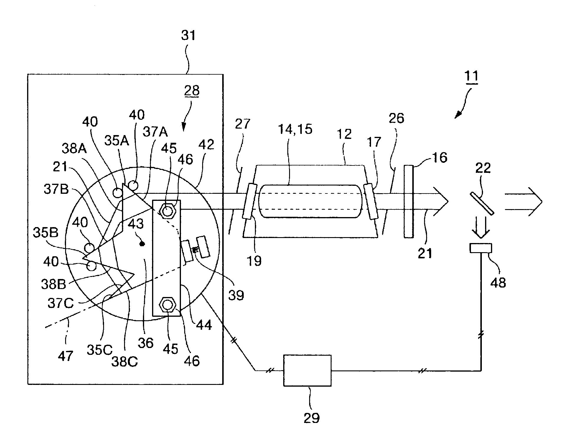 Prism unit and laser device