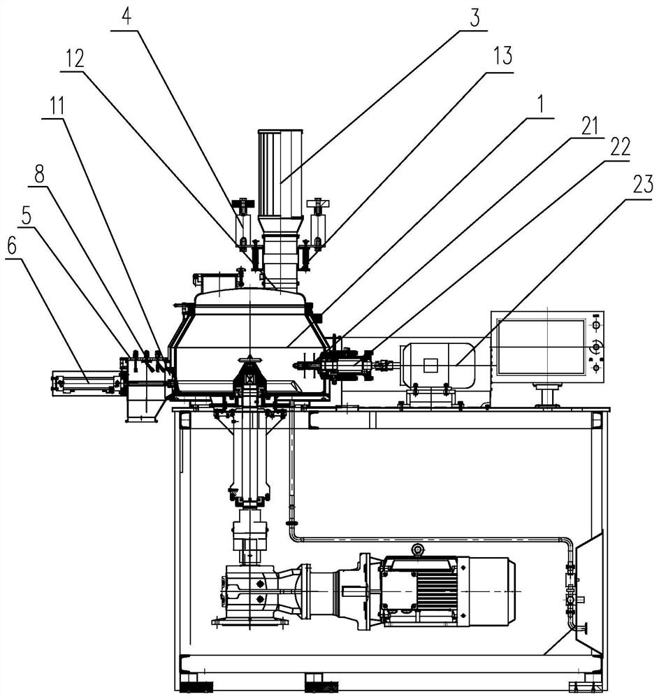 Wet mixing granulator sprayed with Teflon