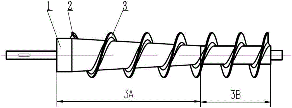 Novel stacked screw sludge dewatering machine and spiral shaft thereof