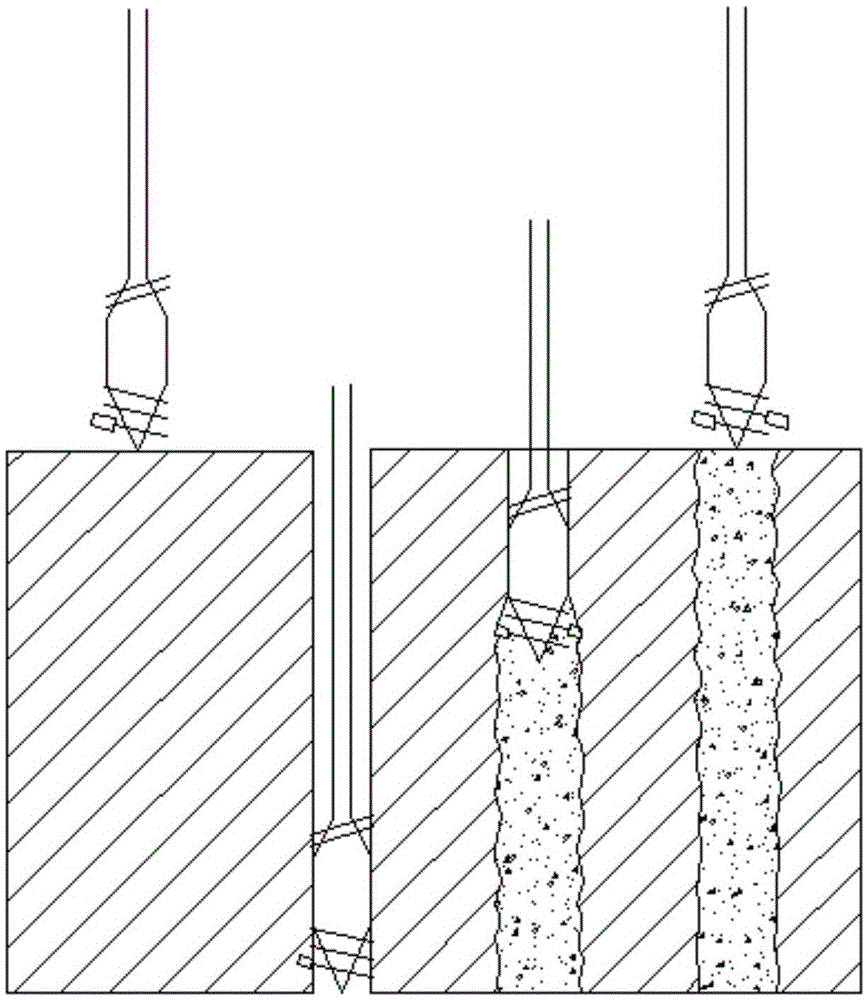 Improved structure of two-way spiral extrusion and expansion drilling tool and construction method of rough-surface extrusion and expansion pile