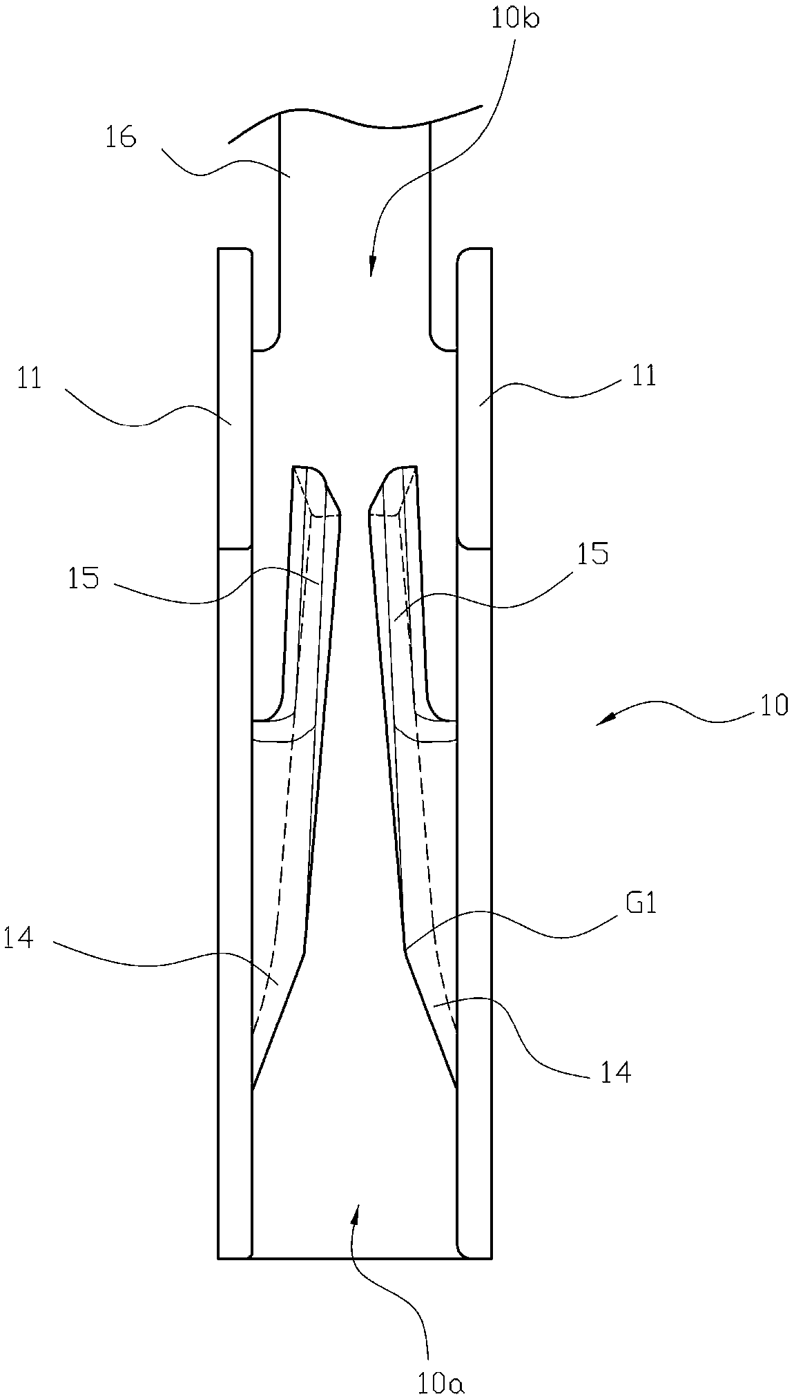 Terminal structure of guillotine-type connector