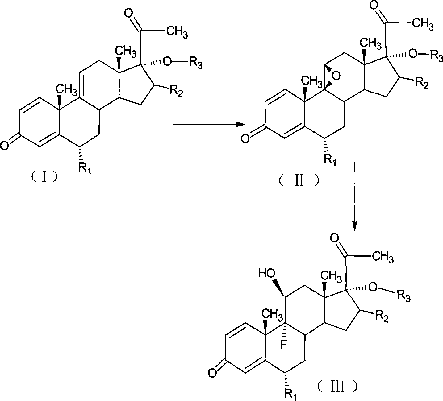 Preparation of fluorometholone and derivatives thereof