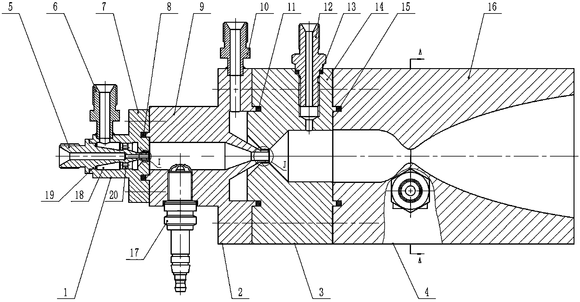 Multi-component simulative engine applied to vacuum plume effect experimental research and ignition scheme thereof