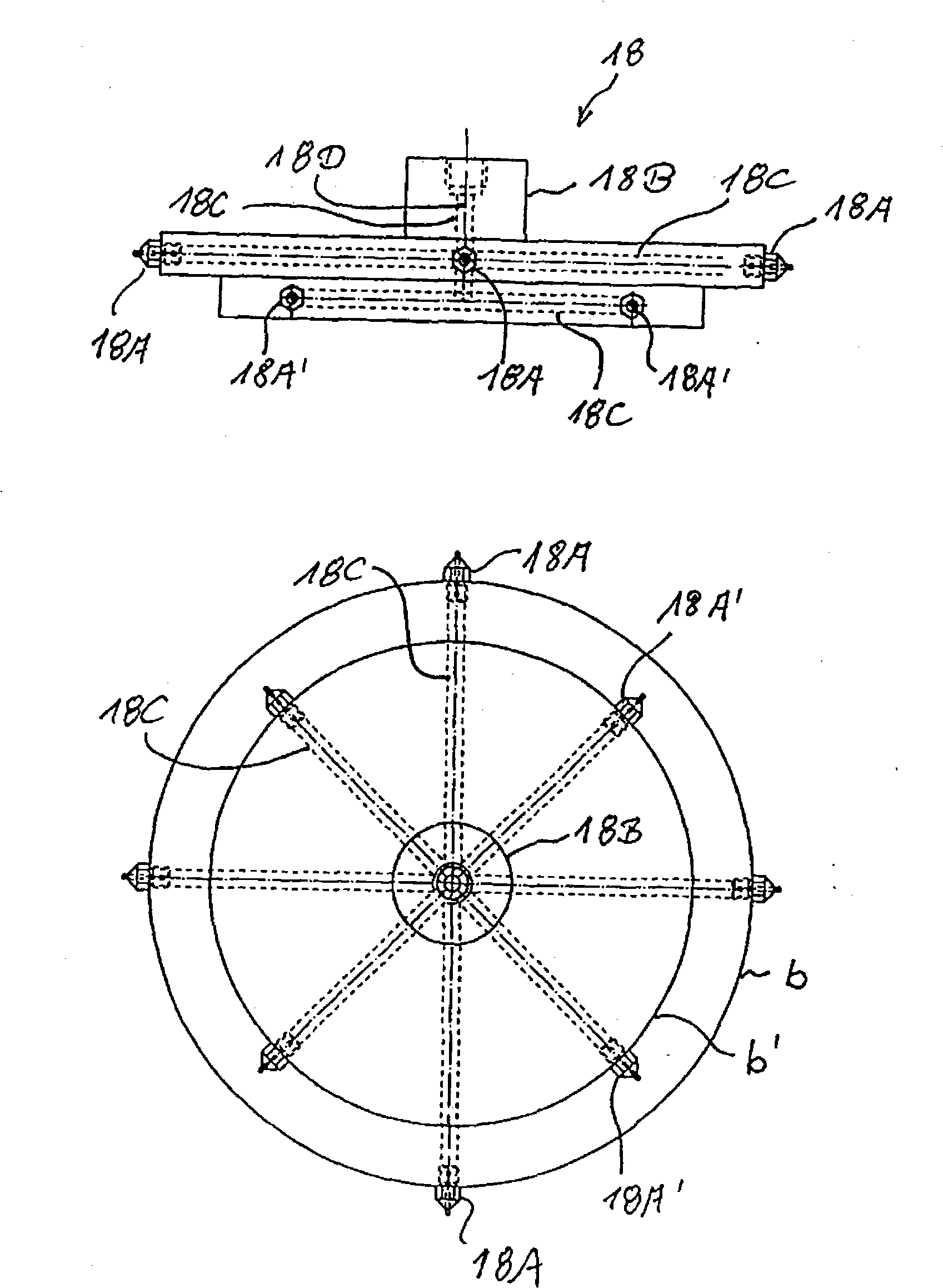 Method and device for applying adhesive threads and points to a substrate, web of material comprising a fleece and a layer composed of adhesive threads, and products made therefrom