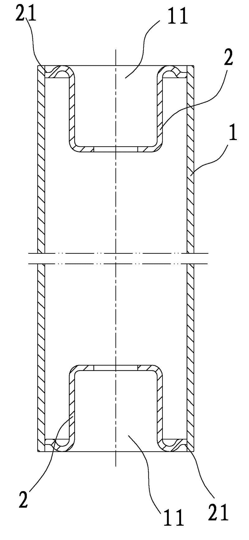 Assembling and manufacturing method for body of carrier roller of belt conveyor